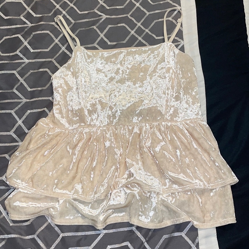 American Eagle Cream Felt Crop Top